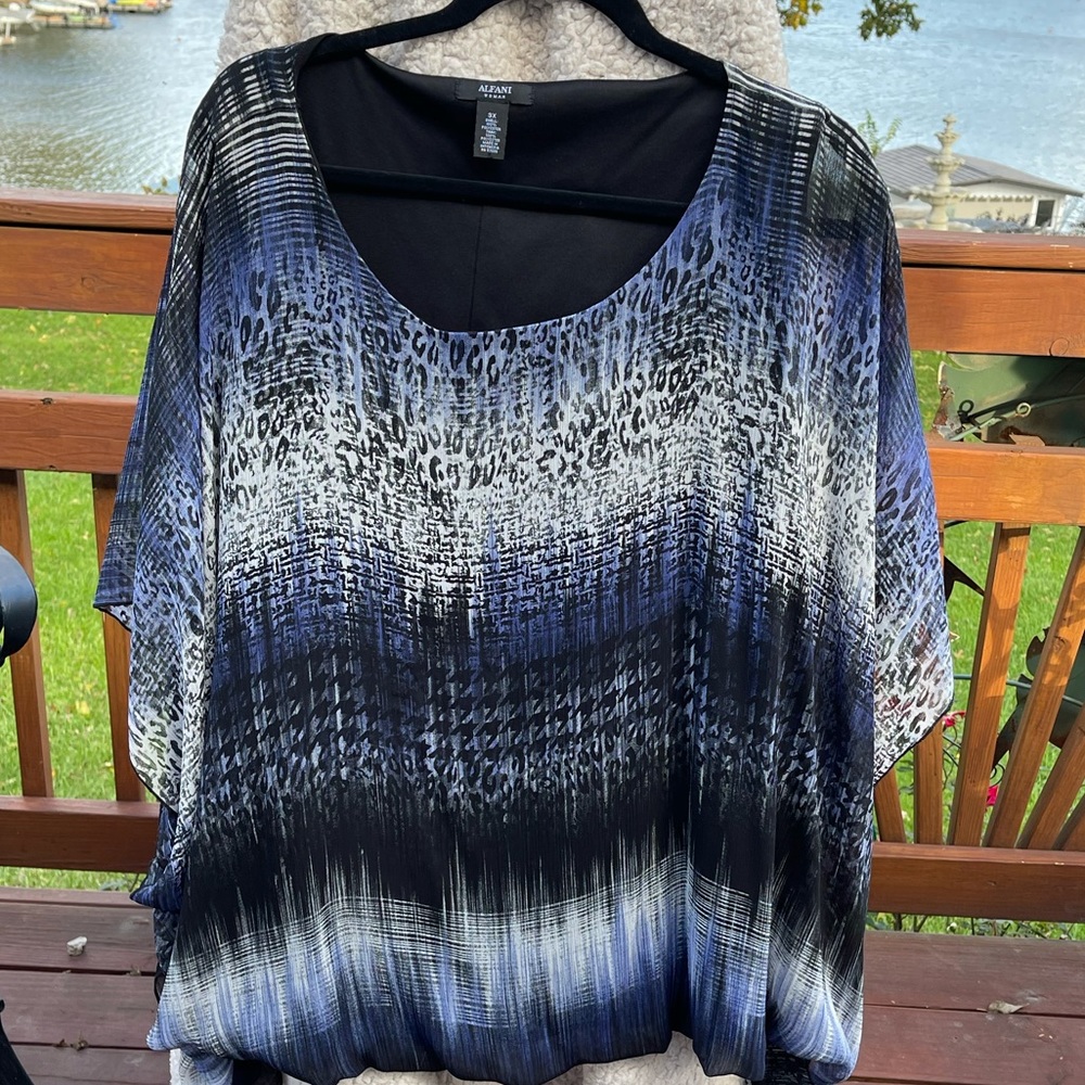 Alfani 3X purple black and gray multi color shirt